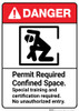 Danger: Permit Required Confined Space Training Required ANSI - Wall Sign Danger: Permit Required Confined Space Training Required ANSI - Wall Sign