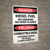 Danger: Diesel Fuel No Smoking Open Flames Bilingual Spanish - Wall Sign Danger: Diesel Fuel No Smoking Open Flames Bilingual Spanish - Wall Sign