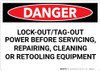 Danger: Lock Out Tag Out Before Servicing Repairing Cleaning - Wall Sign Danger: Lock Out Tag Out Before Servicing Repairing Cleaning - Wall Sign