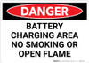 Danger: Battery Charging No Smoking or Open Flame - Wall Sign Danger: Battery Charging No Smoking or Open Flame - Wall Sign