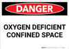 Danger: Oxygen Deficient Confined Space - Wall Sign Danger: Oxygen Deficient Confined Space - Wall Sign