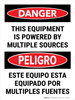 Danger: This Equipment Is Powered By Multiple Sources Bilingual Portrait - Wall Sign Danger: This Equipment Is Powered By Multiple Sources Bilingual Portrait - Wall Sign