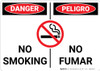 Danger: No Smoking With Graphic Bilingual Spanish - Wall Sign