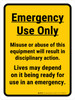 Emergency Use Only Portrait - Wall Sign Emergency Use Only Portrait - Wall Sign