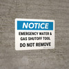 Notice: Emergency Water And Gas Shutoff Tool Landscape - Wall Sign Notice: Emergency Water And Gas Shutoff Tool Landscape - Wall Sign
