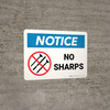 Notice: No Sharps Landscape - Wall Sign