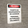 Danger: Elevator Equipment Room Authorized Personnel Only Spanish Portrait - Wall Sign