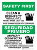 Safety First: Clean & Disinfect Personal Tools Bilingual Spanish Portrait - Wall Sign Safety First: Clean & Disinfect Personal Tools Bilingual Spanish Portrait - Wall Sign