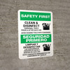 Safety First: Clean & Disinfect Personal Tools Bilingual Spanish Portrait - Wall Sign Safety First: Clean & Disinfect Personal Tools Bilingual Spanish Portrait - Wall Sign
