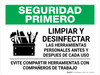 Safety First:Clean & Disinfect Personal Tools Spanish Landscape - Wall Sign Safety First:Clean & Disinfect Personal Tools Spanish Landscape - Wall Sign