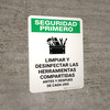 Safety First: Clean & Disinfect Shared Tools Spanish Portrait - Wall Sign