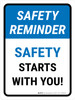 Safety Reminder: Safety Starts With You Portrait - Wall Sign