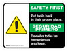 Safety First: Put Tools Back In Their Proper Place Bilingual With Icon Rectangular - Floor Sign Safety First: Put Tools Back In Their Proper Place Bilingual With Icon Rectangular - Floor Sign