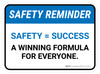 Safety Reminder: Safety = Success Rectangular - Floor Sign