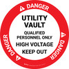 Danger: Utility Vault Qualified Personnel Only Circular - Floor Sign Danger: Utility Vault Qualified Personnel Only Circular - Floor Sign