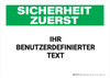 Custom German Safety First Wall Sign Custom German Safety First Wall Sign