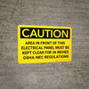 Caution: NEC Regulations Keep Clear of Electrical Panel - Wall Sign Caution: NEC Regulations Keep Clear of Electrical Panel - Wall Sign