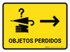 Perdido y Encontrado con Flecha Derecha Amarillo Horizontal - Wall Sign