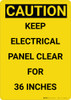 Caution: Keep Electrical Panel Clear Vertical - Wall Sign