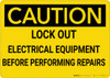 Caution: Lock Out Electrical Equipment Before Repairs - Wall Sign Caution: Lock Out Electrical Equipment Before Repairs - Wall Sign