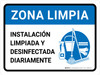 Zona Limpia - Las Instalaciones se Limpian y Desinfectan a Diario con Icono Horizontal - Wall Sign Zona Limpia - Las Instalaciones se Limpian y Desinfectan a Diario con Icono Horizontal - Wall Sign