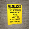 Caution: OSHA Regulations Electrical Panel 42 Inches - Wall Sign