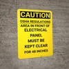 Caution: OSHA Regulations Electrical Panel 48 Inches - Wall Sign