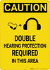 Caution: Double Hearing Protection Required in This Area - Wall Sign