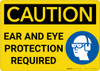 Caution: Ear And Eye Protection Required With Graphic - Wall Sign