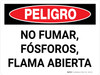 Peligro - Prohibido Fumar Fósforos Llamas Horizontal - Wall Sign