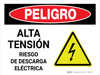 Peligro - Riesgo de Descarga Eléctrica de Alto Voltaje con Gráfico Horizontal - Wall Sign Peligro - Riesgo de Descarga Eléctrica de Alto Voltaje con Gráfico Horizontal - Wall Sign
