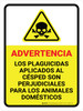 Advertencia - El plaguicida aplicado al césped es perjudicial para las mascotas con el icono de peligro Vertical - Wall Sign
