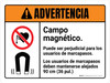 Advertencia - Los portadores de marcapasos de campo magnético deben mantenerse alejados ANSI Horizontal - Wall Sign