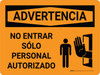 Advertencia - No Entrar Sólo Personal Autorizado con Icono Horizonal - Wall Sign Advertencia - No Entrar Sólo Personal Autorizado con Icono Horizonal - Wall Sign