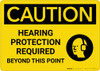 Caution: Hearing Protection Required Beyond This Point with Graphic - Wall Sign