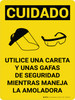 Cuidado - Lleve una Careta y unas Gafas de Seguridad Mientras Maneja la Amoladora Vertical con Icono - Wall Sign
