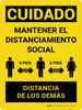 Cuidado - Mantener el Distanciamiento Social - 6 Pies de Distancia de los Demás Vertical - Wall Sign Cuidado - Mantener el Distanciamiento Social - 6 Pies de Distancia de los Demás Vertical - Wall Sign