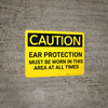 Caution: PPE Ear Protection Must be Worn in Area at All Times - Wall Sign