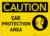Caution: PPE Ear Protection Area With Graphic - Wall Sign