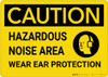 Caution: PPE Hazardous Noise Area Wear Ear Protection with Graphic - Wall Sign