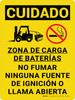 Cuidado - Zona de Carga de Baterías Montacargas No fumar Llama Abierta Vertical - Wall Sign Cuidado - Zona de Carga de Baterías Montacargas No fumar Llama Abierta Vertical - Wall Sign