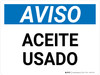 Aviso - Aceite Usado Horizontal - Wall Sign