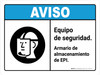 Aviso - Equipo de Seguridad Gabinete de Almacenamiento de EPI ANSI con Icono Horizontal - Wall Sign