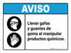 Aviso - Llevar Gafas y Guantes de Goma Manipulación de Productos Químicos ANSI Horizontal - Wall Sign Aviso - Llevar Gafas y Guantes de Goma Manipulación de Productos Químicos ANSI Horizontal - Wall Sign