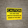 Caution: PPE Eye and Hand Protection Must be Worn in Area - Wall Sign