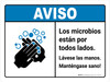 Aviso - Manténgase Sano Lávese las Manos con Icono ANSI Horizontal - Wall Sign Aviso - Manténgase Sano Lávese las Manos con Icono ANSI Horizontal - Wall Sign