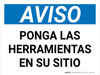 Aviso - Ponga las Herramientas en su Sitio Horizontal - Wall Sign