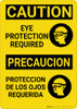 Caution: PPE Eye Protection Required With Graphic Bilingual Spanish - Wall Sign