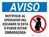 Aviso - Si Está Embarazada Notifique al Operador del Escáner Horizontal con Icono - Wall Sign Aviso - Si Está Embarazada Notifique al Operador del Escáner Horizontal con Icono - Wall Sign