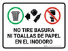 No Tirar la Basura ni Toallas de Papel en el Inodoro - Wall Sign No Tirar la Basura ni Toallas de Papel en el Inodoro - Wall Sign